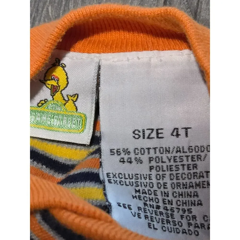 Vintage RARE Y2K Sesame Street Elmo Overall Set Kid 4T Blue Denim Baseball